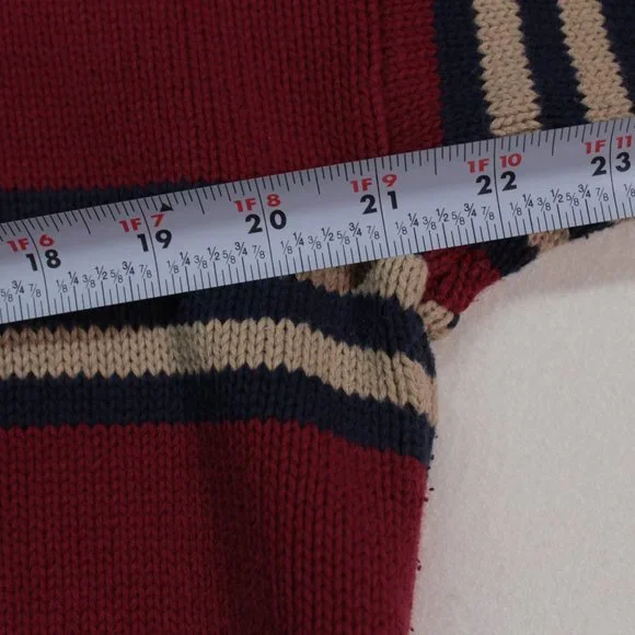 Vintage Eddie Bauer Sweater Men's Medium Red Long Sleeve Striped - Picture 8 of 12